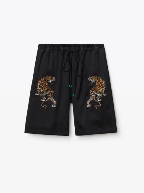 Alexander Wang TIGER EMBROIDERY SHORT IN SILK CHARMEUSE