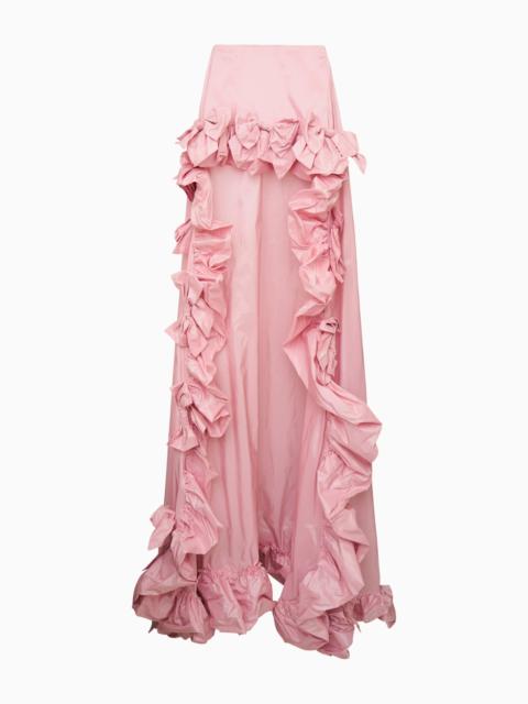 LoveShackFancy Olivera Taffeta Bow High-Low Skirt