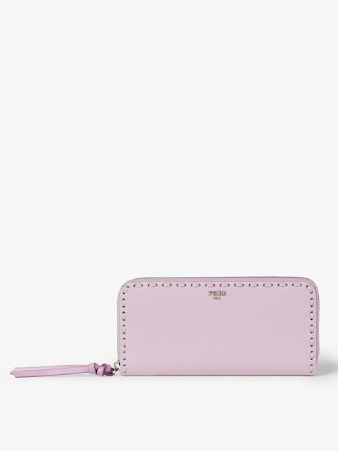 FENDI Selleria Zip Around Large Lilac Selleria wallet with 160 hand-sewn stitches