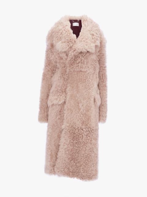 Victoria Beckham Shearling Coat In Pink