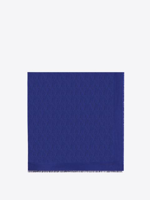 SAINT LAURENT large ysl monogram scarf in wool, cotton and silk jacquard blend