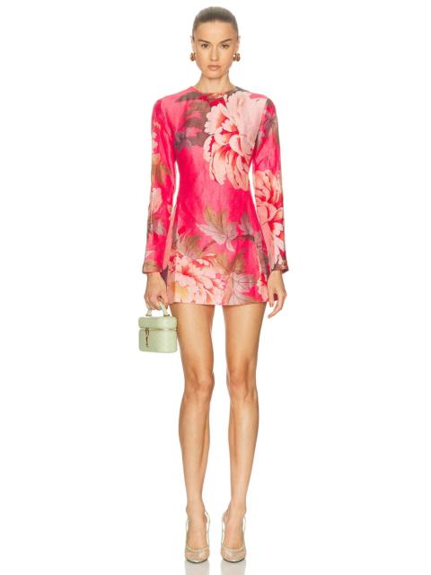 LEO LIN Aliza Long Sleeve Mini Dress in Peony Print
