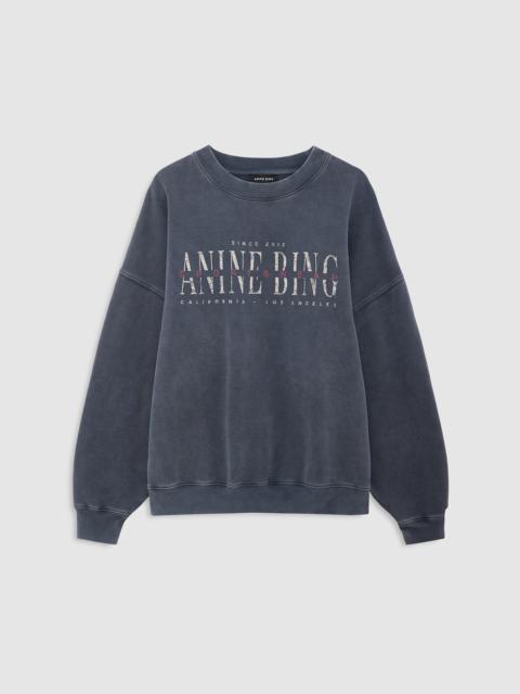ANINE BING Miles Sweatshirt Sport Club - Washed Black