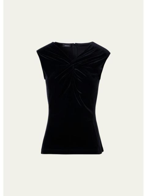 AKRIS Twisted Velvet Jersey Sleeveless Top