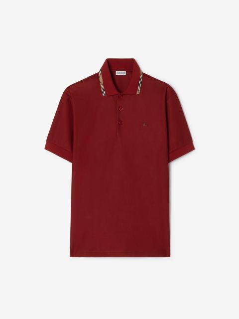 Burberry Check Trim Cotton Polo Shirt