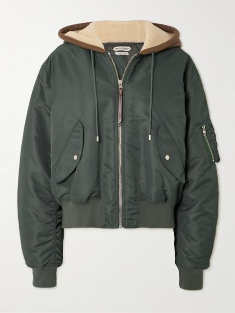 JW Anderson Hooded Padded Shell And Shearling Bomber Jacket