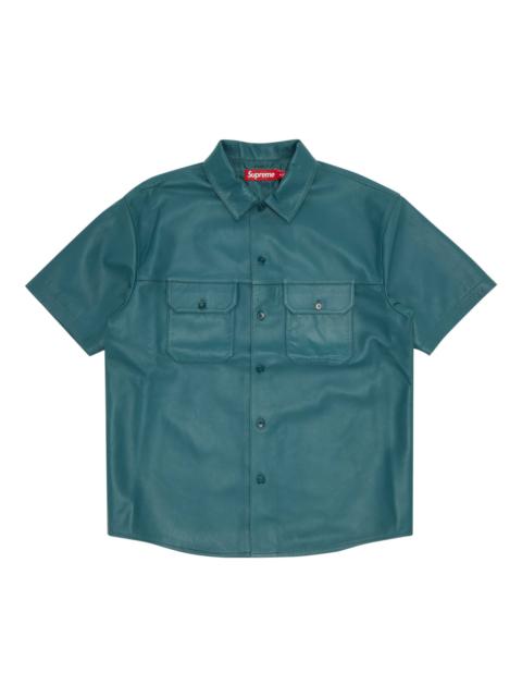 Supreme Short-Sleeve Leather Work Shirt 'Dusty Teal'