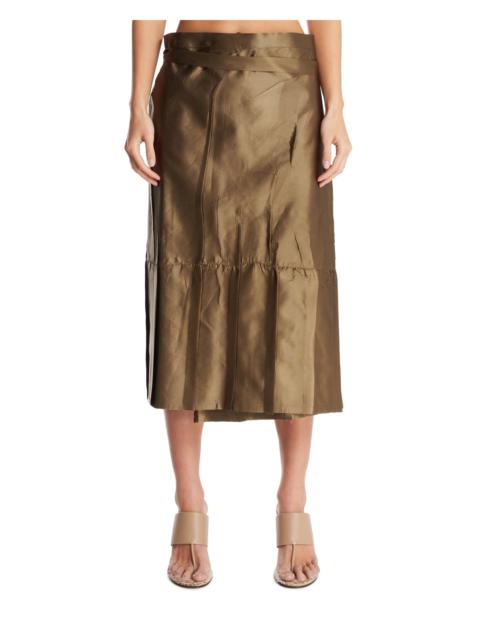 MARIE ADAM-LEENAERDT Green Silk Wrapped Midi Skirt