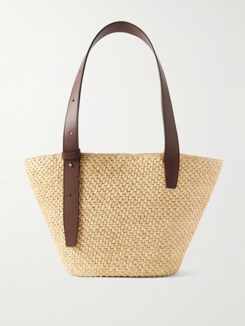 LIÉ STUDIO The Bianca Small Leather-trimmed Raffia Tote