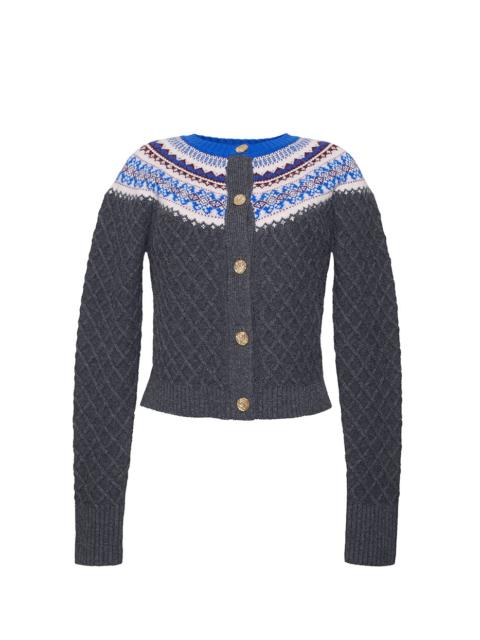 Cara Cara Thomas Cardigan
Fair Isle Meets City Cool in This Pop-Trimmed Classic