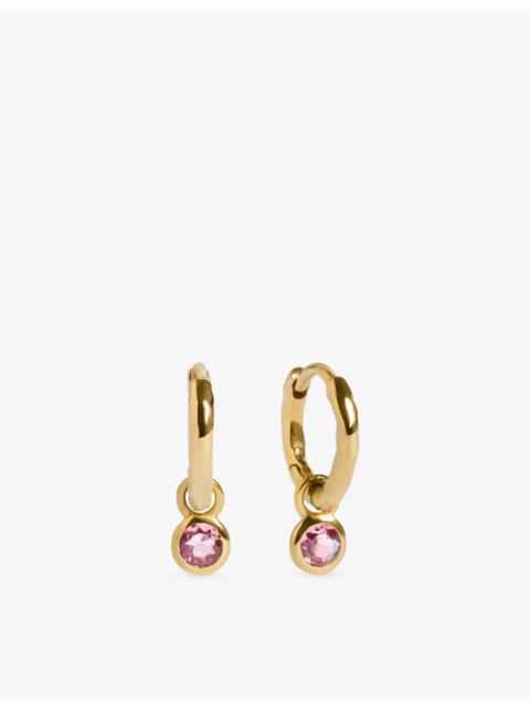 MONICA VINADER October Birthstone 18ct Yellow-Gold Vermeil and Pink Tourmaline Huggie Earrings
