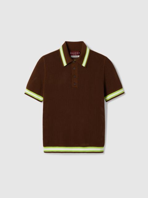 GUCCI Cotton mesh knit polo shirt