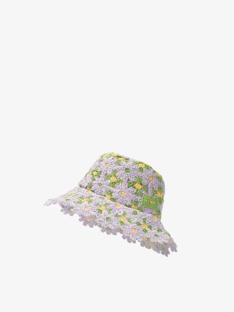 FENDI Hat Lilac crocheted raffia bucket hat