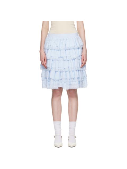 SHUSHU/TONG Blue Tiered Lace Midi Skirt
