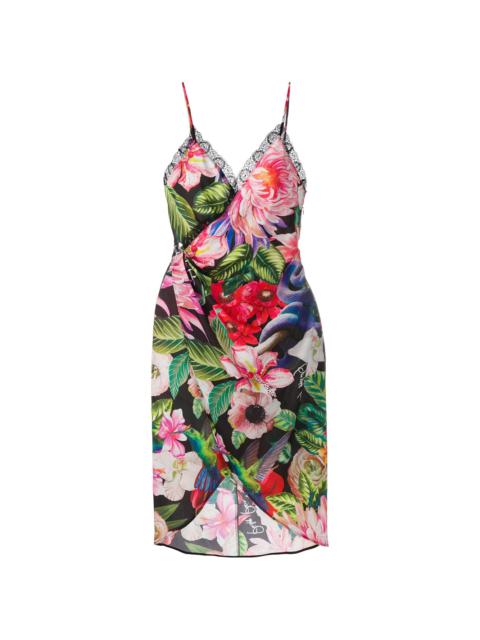 floral-print wrap dress