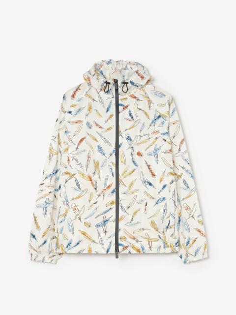 Burberry Feather Print Nylon Clapton Hooded Jacket