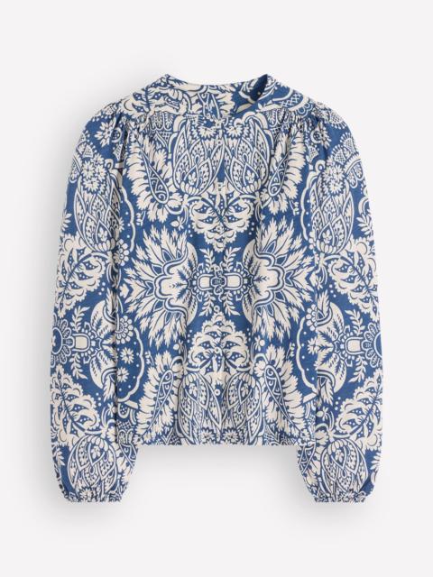 BODEN Ara Jersey Shirt-True Navy, Arabesque Meadows