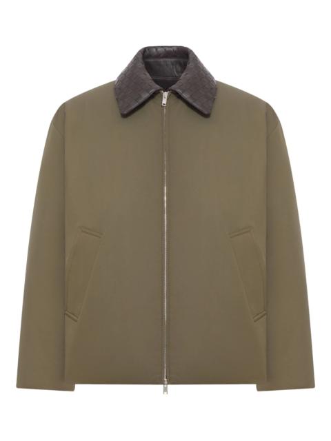 Intrecciato-collar bomber jacket