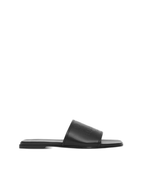 Burberry embossed label leather slides