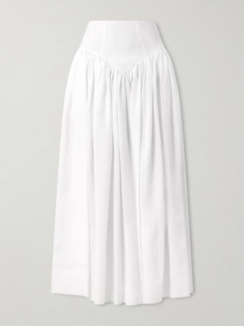 GABRIELA HEARST Juniper Frayed Paneled Linen Midi Skirt
