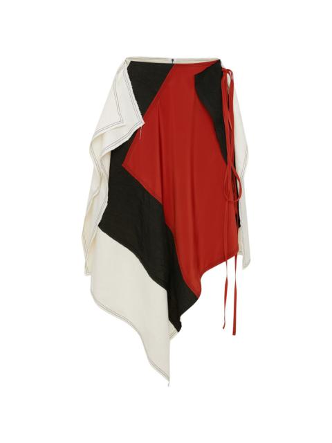 patchwork-design asymmetrical skirt