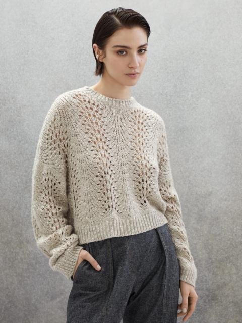 Dazzling lace sweater in cashmere Feather yarn