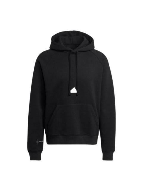 adidas Men's adidas Solid Color Logo Hooded Loose Long Sleeves Black HN1952