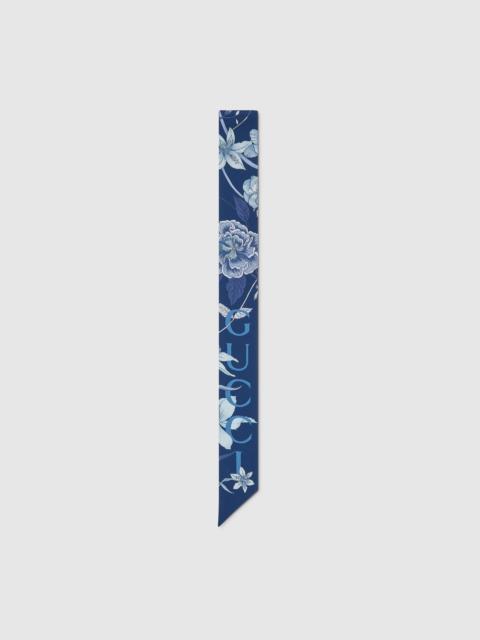 GUCCI Printed silk twill neck bow