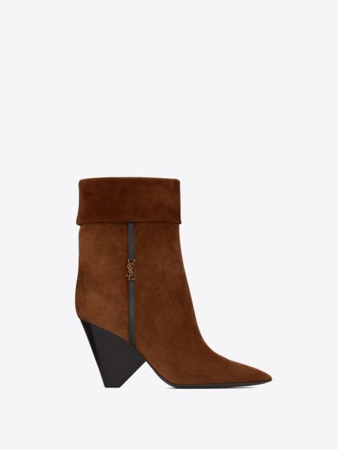 niki booties in suede and gold-tone monogram