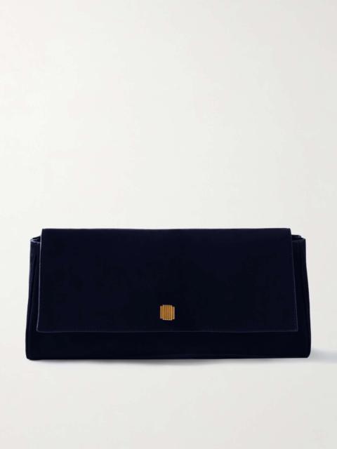 KHAITE Audrey suede clutch Navy