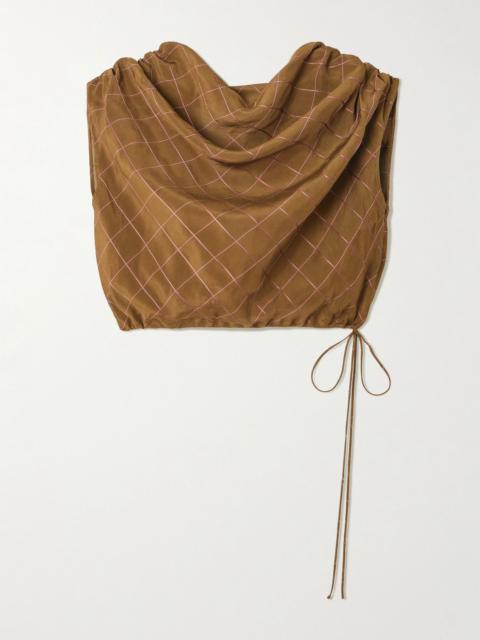 KALLMEYER Naia checked draped voile top Brown