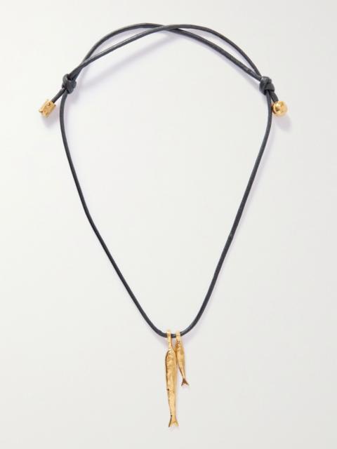 ALIGHIERI + NET SUSTAIN Gone Fishing gold-plated cord necklace Gold