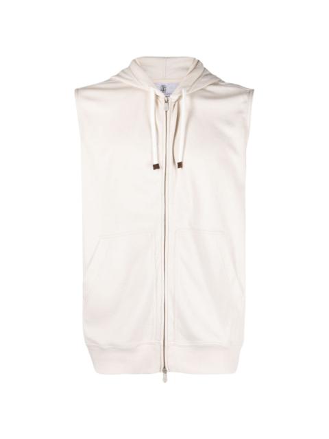 zip-up sleeveless hoodie
