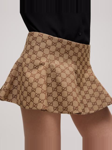 GUCCI GG cotton canvas flounced skirt
