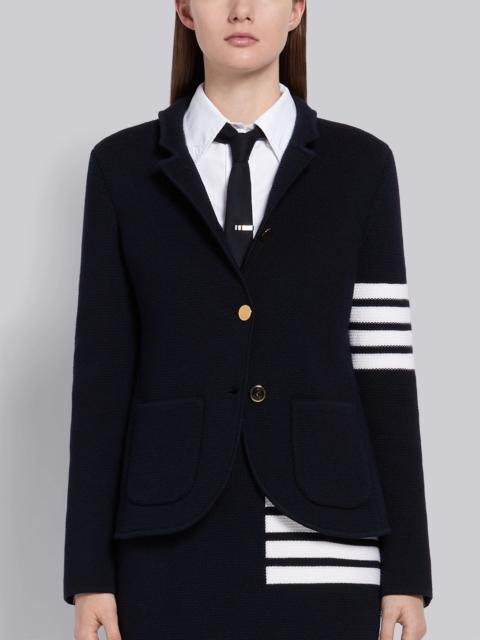 Navy Fine Merino Wool Links Stitch Classic 4-Bar Jacket