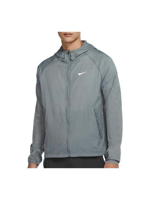 Nike Nike logo Printing Reflective Woven Casual Sports Hooded Jacket 'Grey Blue' CU5359-084