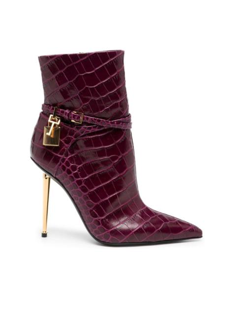 TOM FORD Padlock crocodile-embossed ankle boots
