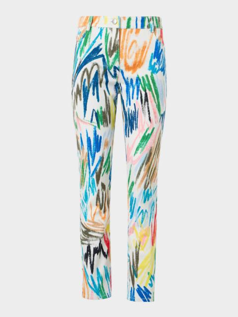 AKRIS Maru Scribble-Print Cropped Slim-Fit Pants
