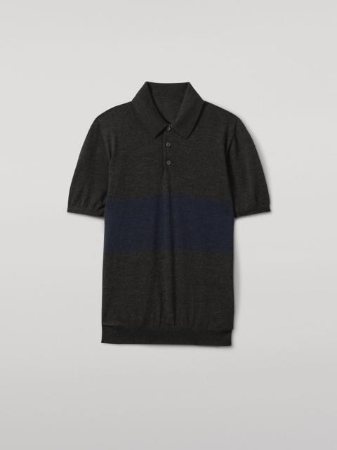 Johnstons of Elgin Mack Grey & Navy Superfine Cashmere Polo Shirt