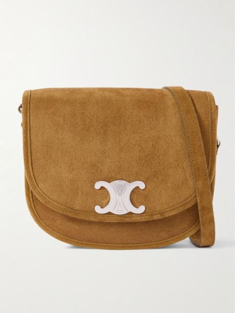 CELINE Triomphe Medium Suede Messanger Bag Brown