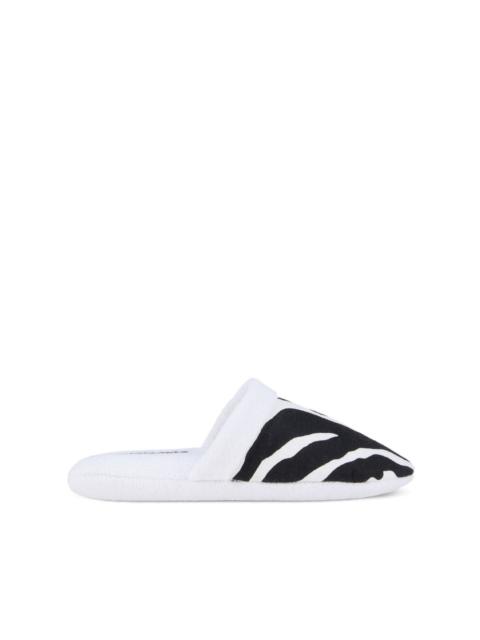 zebra-print terry slippers