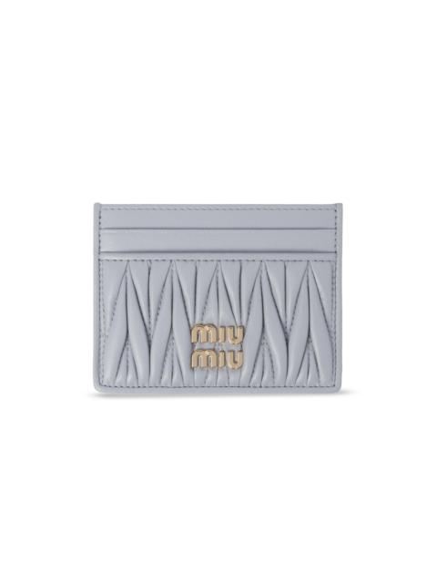 Miu Miu Women's Matelassé Nappa Leather Card Holder - Grey