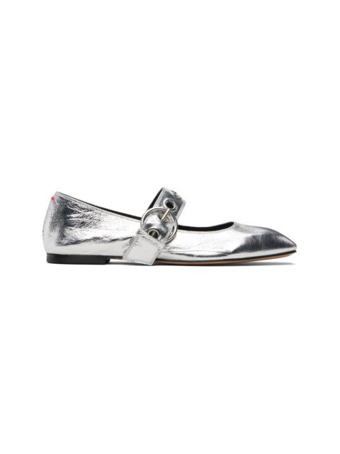 Aeyde Silver Uma Eyelet Ballerina Flats