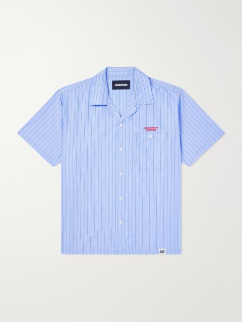 NEIGHBORHOOD Camp-Collar Logo-Embroidered Striped Cotton Shirt