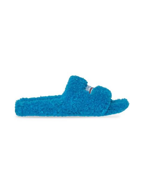 Men's Furry Slide Sandal in Blue