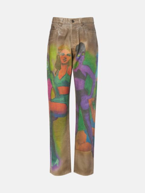 VERSACE Printed straight jeans