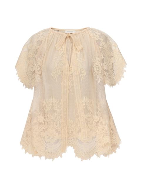 Zimmermann LUNA LACE FLUTTER BLOUSE
