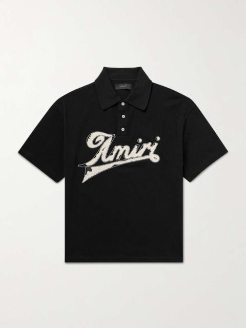 AMIRI Logo-Flocked Cotton-Piqué Polo Shirt