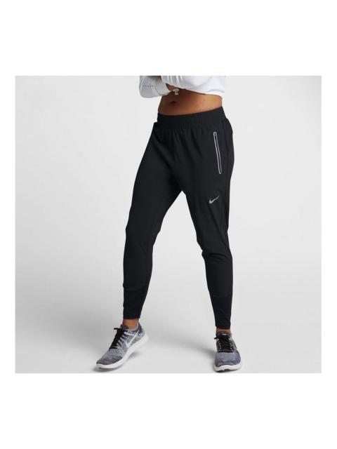 (WMNS) Nike Small Logo Elastic Waistband Running Sports Long Pants Black 885259-010