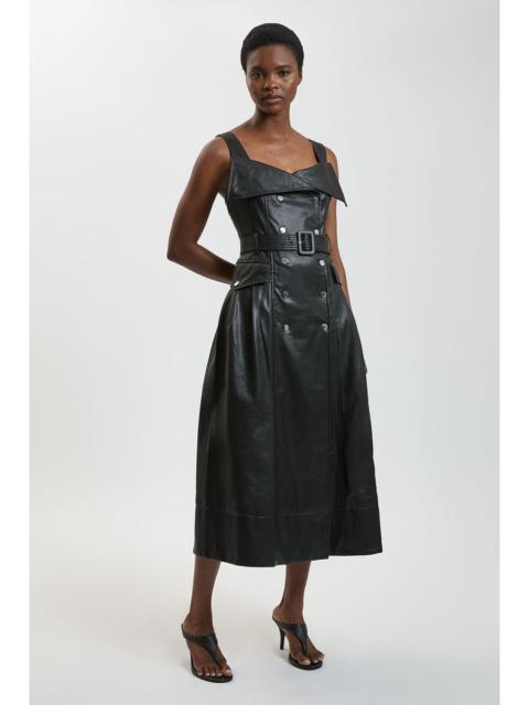 KAREN MILLEN Faux Leather Trench Midi Dress